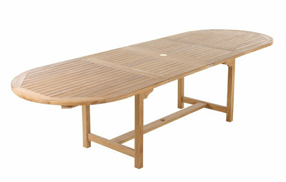 Åre Adjustable 6-8 Person Natural Teak Outdoor Dining Table – 79″-118″ | Plow & Hearth