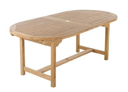 Åre Adjustable 6-8 Person Natural Teak Outdoor Dining Table – 79″-118″ | Plow & Hearth