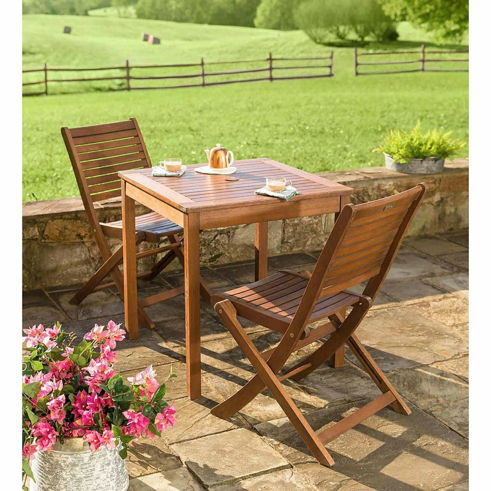 Eucalyptus Wood Outdoor Square Bistro Table | Plow & Hearth