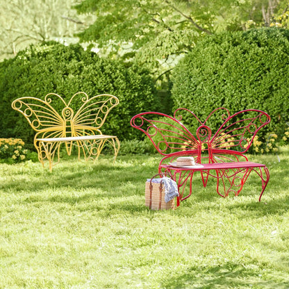 Yellow Metal Butterfly Garden Bench | Plow & Hearth