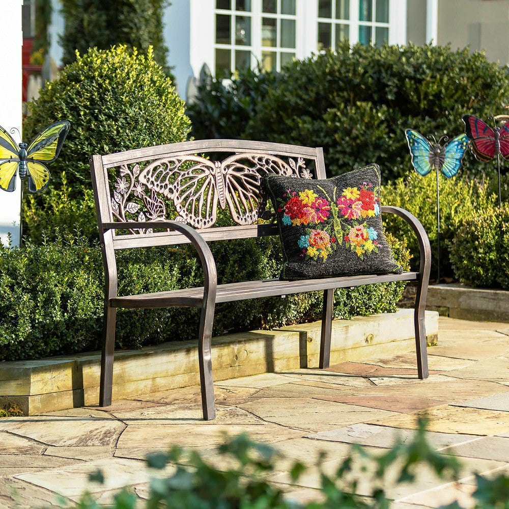 Butterfly Metal Garden Bench | Plow & Hearth