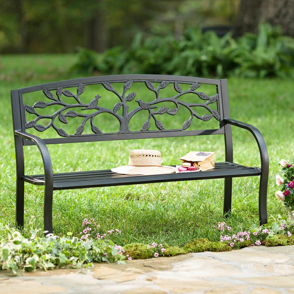 Tree of Life Metal Garden Bench | Plow & Hearth
