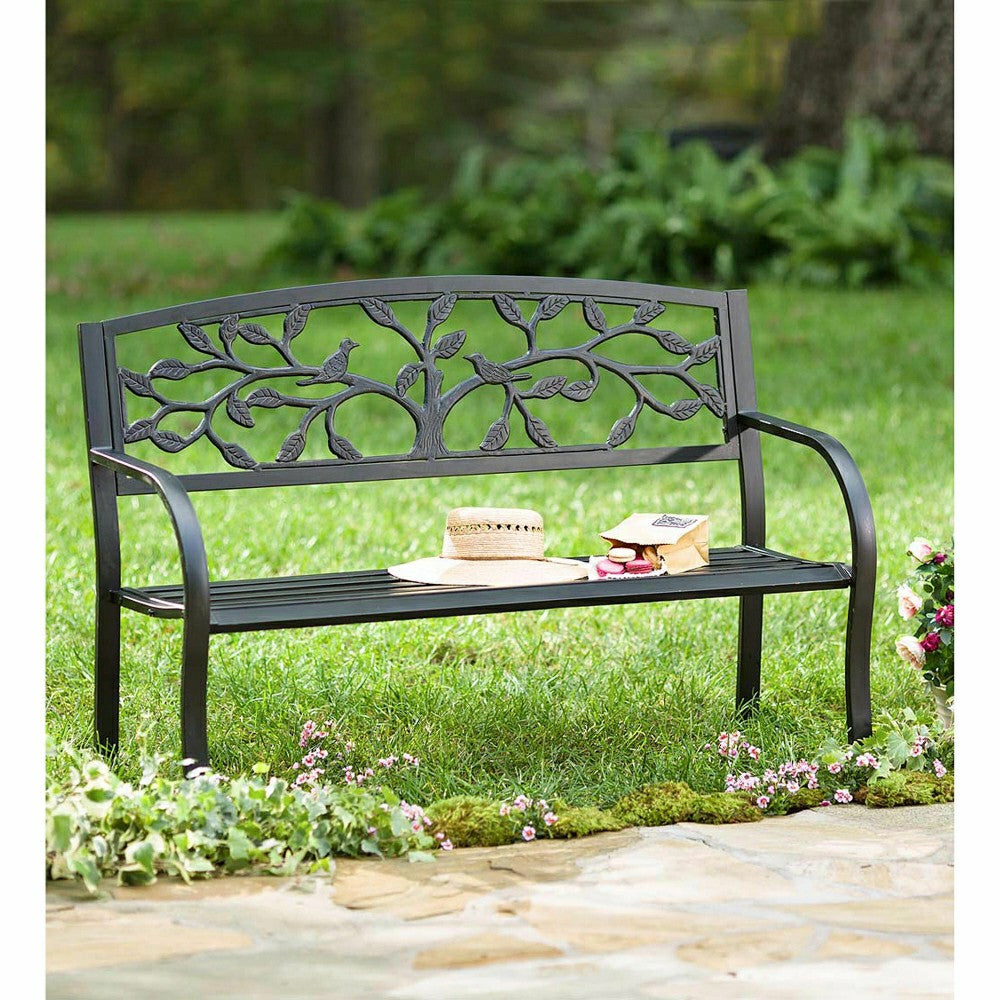 Slimline Tree of Life Metal Garden Bench | Plow & Hearth