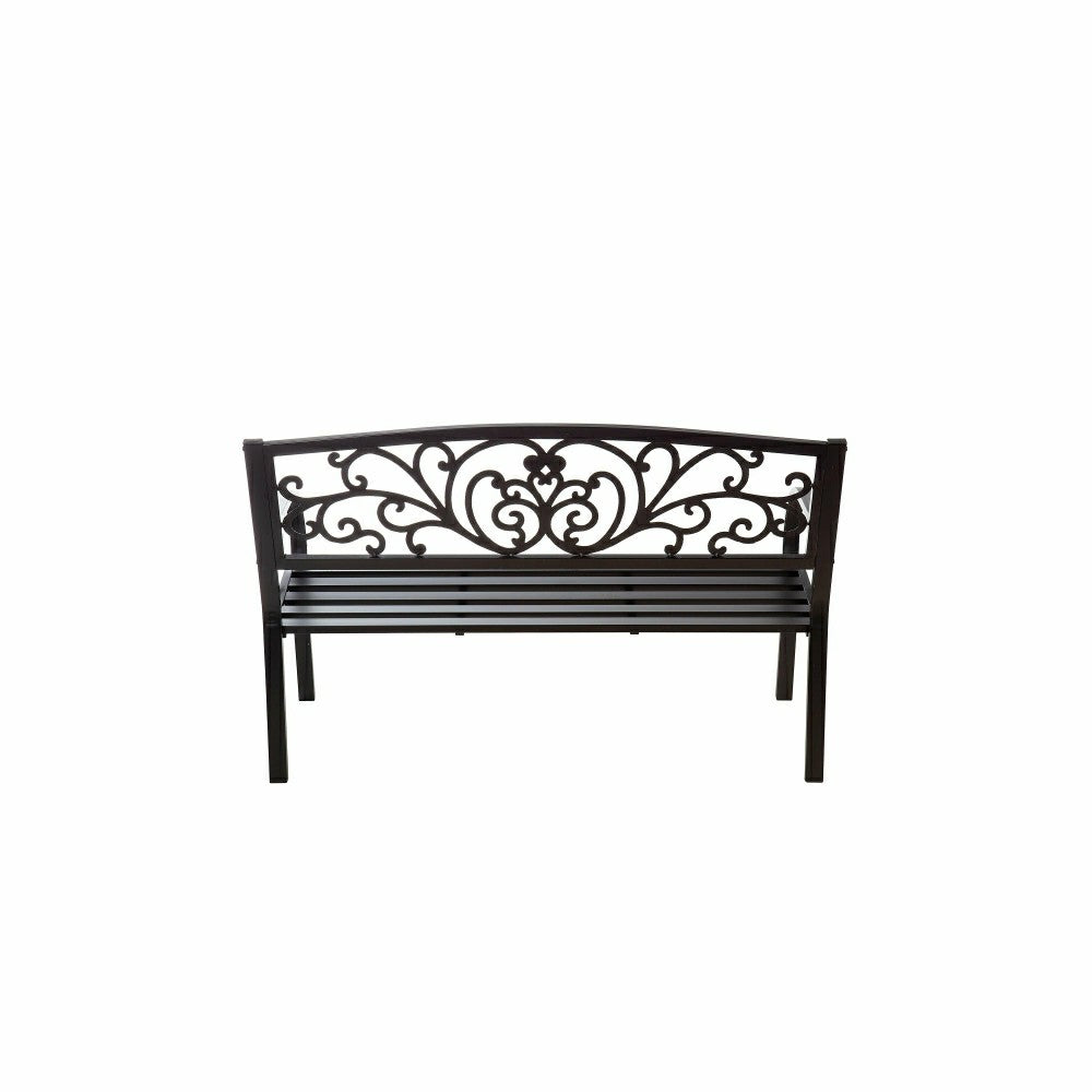 Blooming Garden Metal Bench, Black | Plow & Hearth