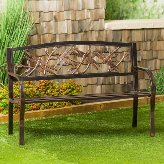 Dragonfly Metal Garden Bench, Bronze | Plow & Hearth