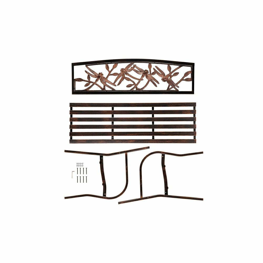 Dragonfly Metal Garden Bench, Bronze | Plow & Hearth