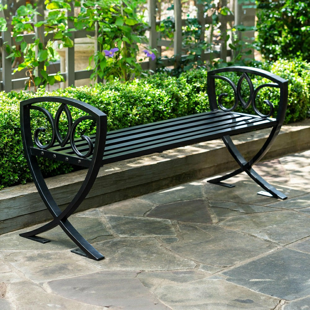 Metal Shield Backless Garden Bench | Plow & Hearth