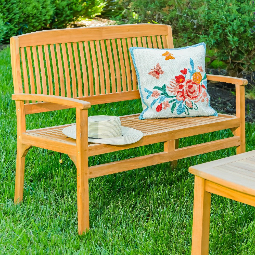 Teak Bench with Arm Rests | Plow & Hearth