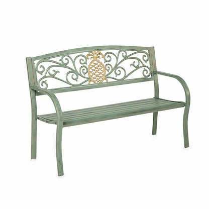 Pineapple Metal Garden Bench - Verdigris | Plow & Hearth