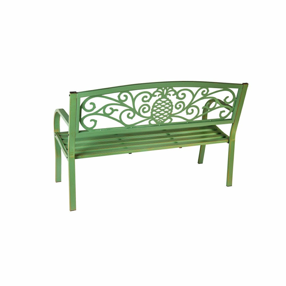 Pineapple Metal Garden Bench - Verdigris | Plow & Hearth