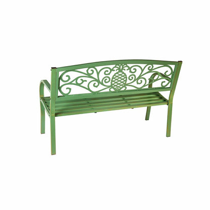 Pineapple Metal Garden Bench - Verdigris | Plow & Hearth