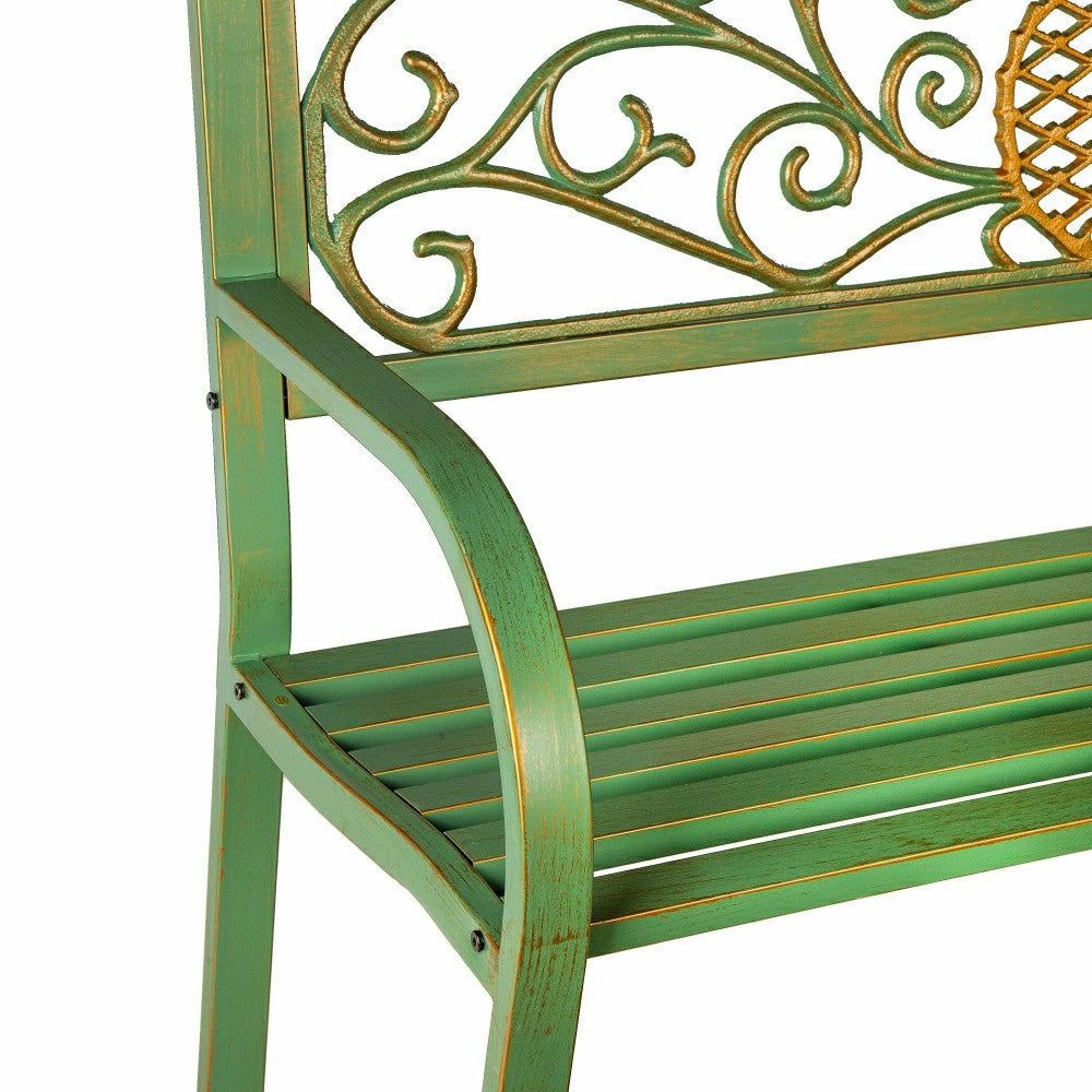 Pineapple Metal Garden Bench - Verdigris | Plow & Hearth
