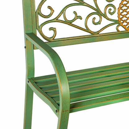 Pineapple Metal Garden Bench - Verdigris | Plow & Hearth