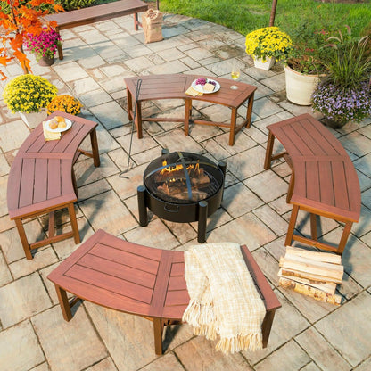 Curved Eucalyptus Slatted Bench | Plow & Hearth