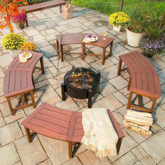 Curved Eucalyptus Slatted Bench | Plow & Hearth