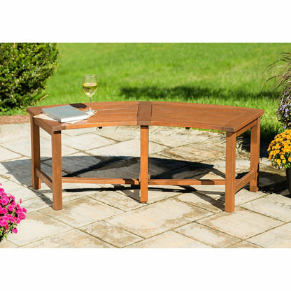 Curved Eucalyptus Slatted Bench | Plow & Hearth