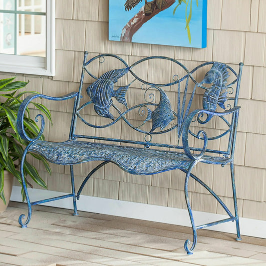 Blue Tropical Fish Metal Bench | Plow & Hearth