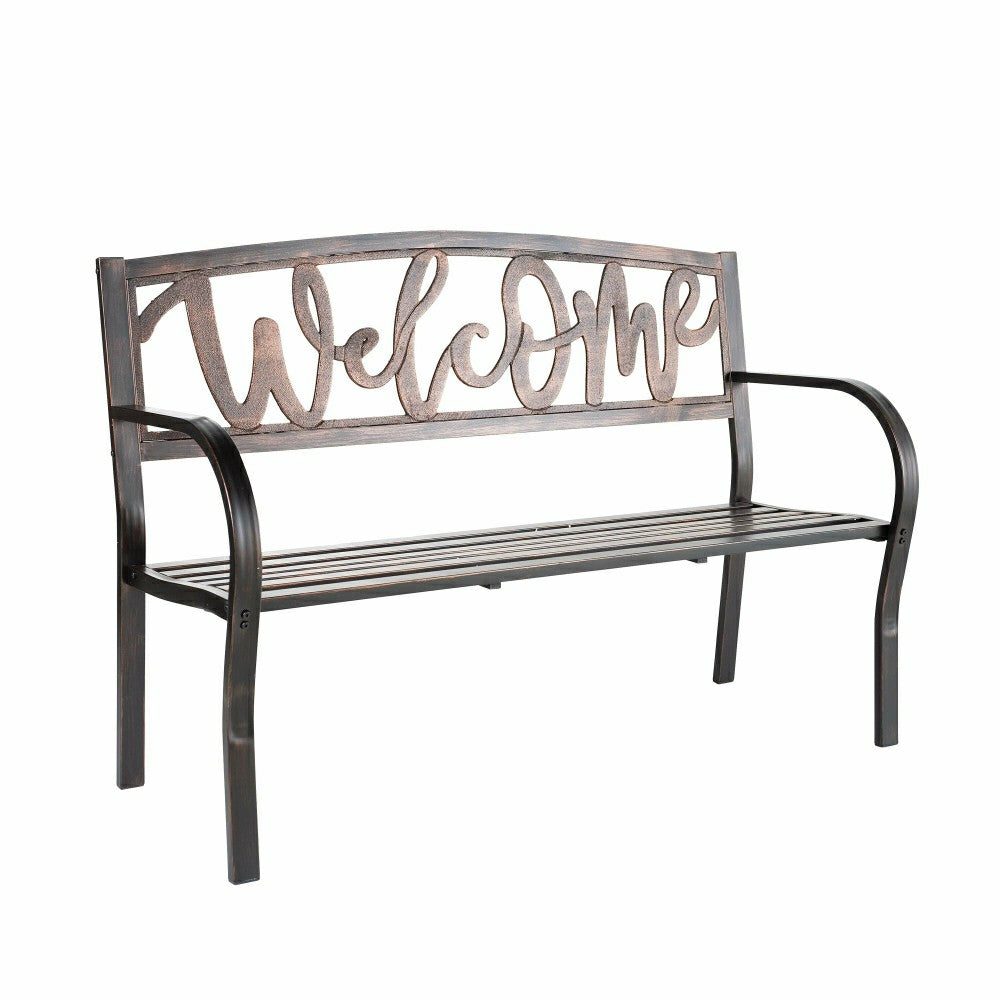 Welcome Metal Garden Bench | Plow & Hearth
