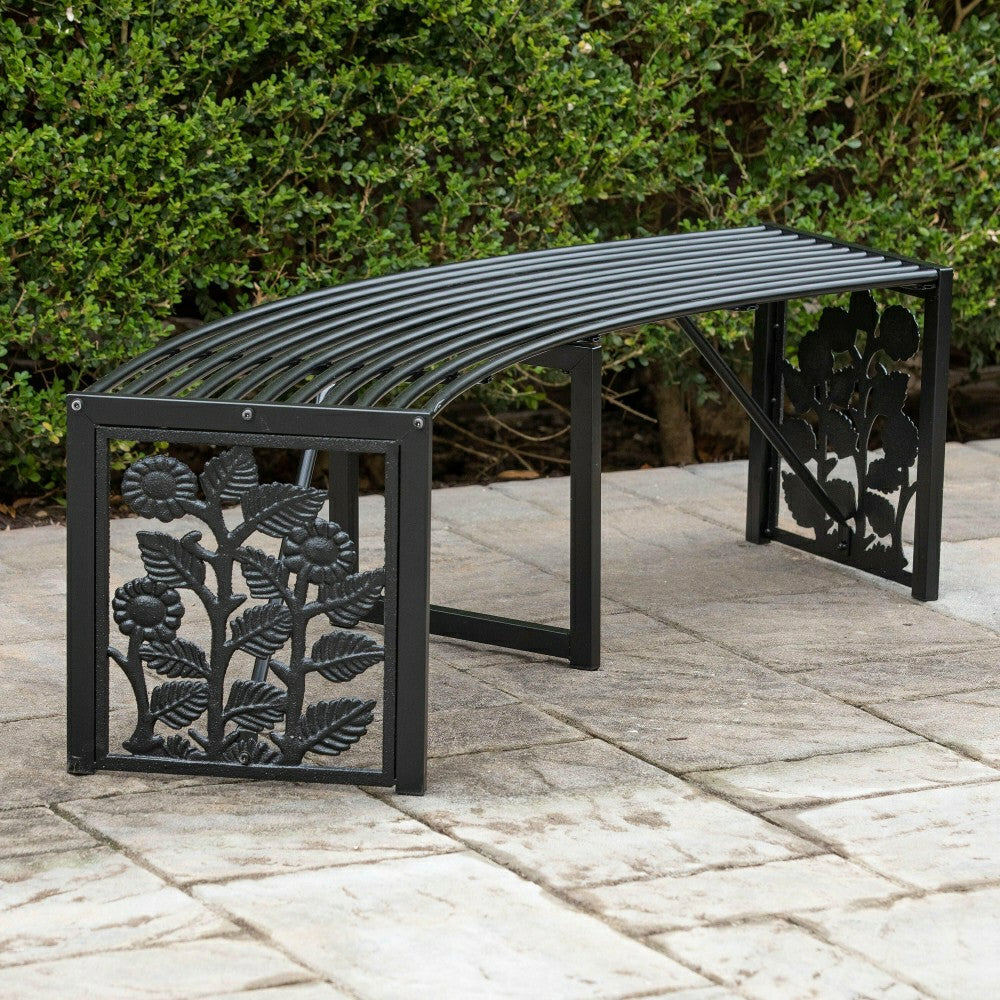Sunflower Metal Backless Curved Garden Bench | Plow & Hearth