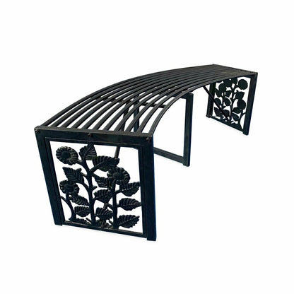 Sunflower Metal Backless Curved Garden Bench | Plow & Hearth