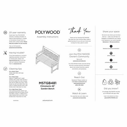 POLYWOOD® Chinoiserie Garden Bench | Plow & Hearth