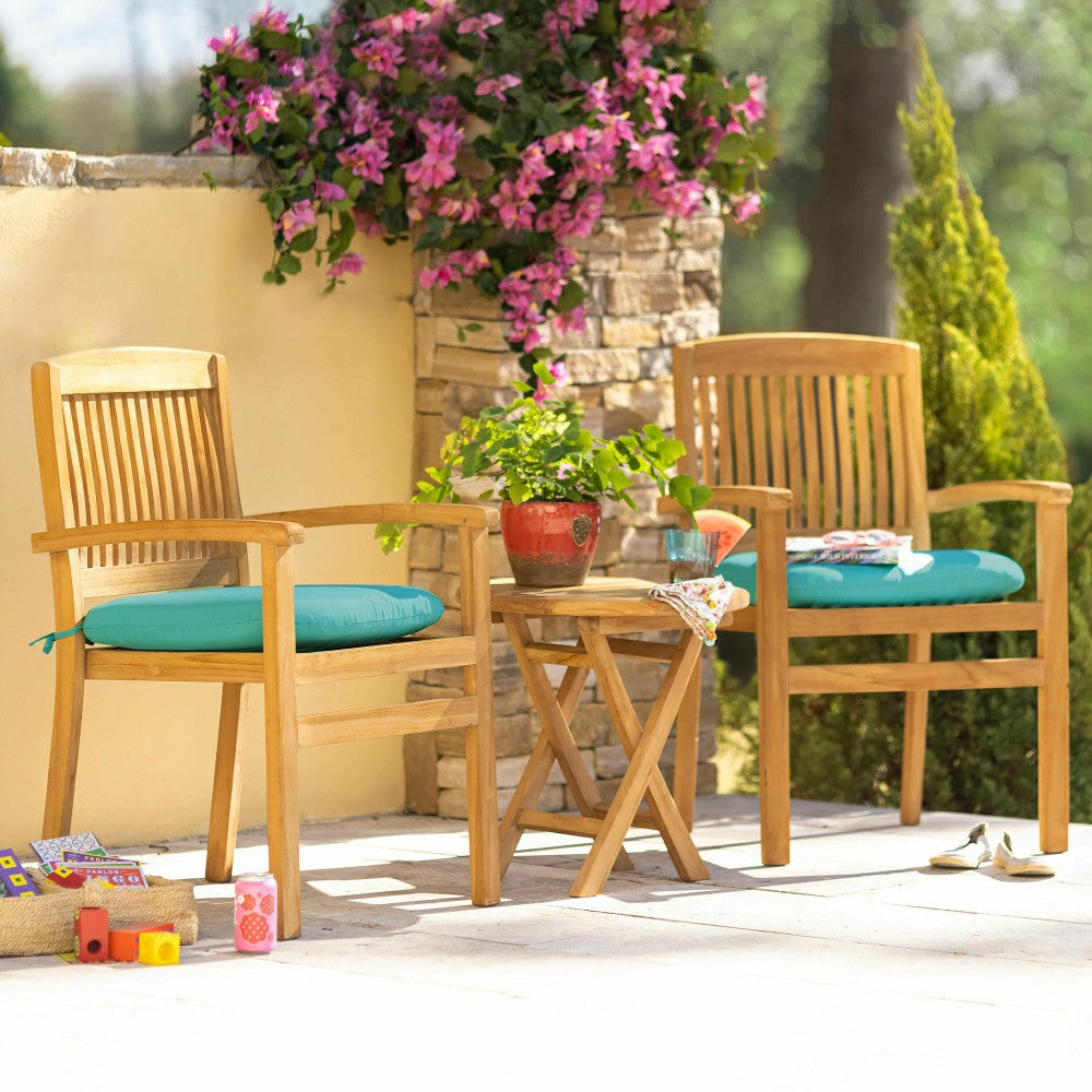Small Round Teak Folding Side Table | Plow & Hearth