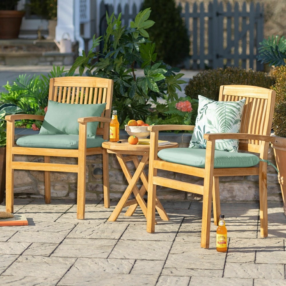 Small Round Teak Folding Side Table | Plow & Hearth
