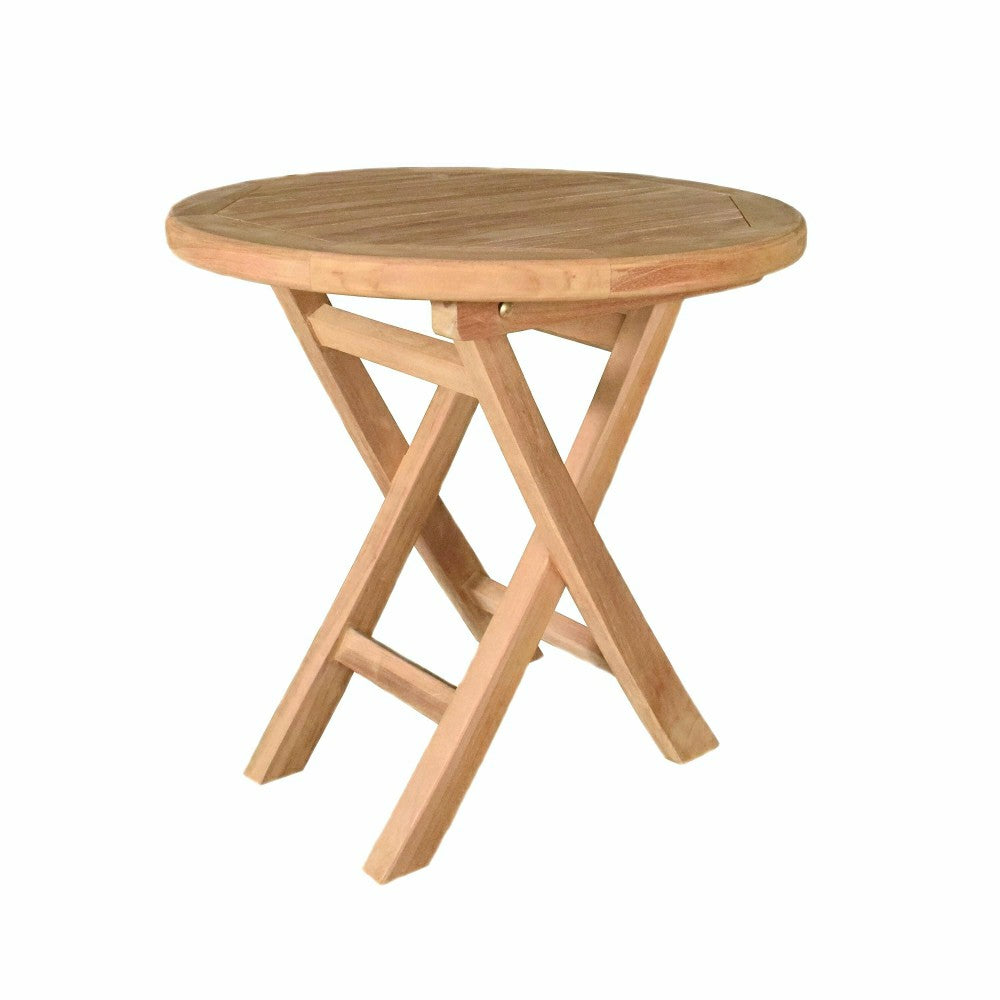 Small Round Teak Folding Side Table | Plow & Hearth