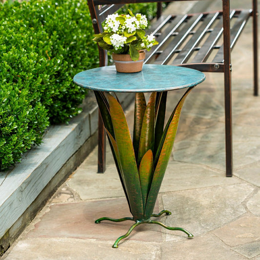Handmade Metal Bromelia Flower Side Table | Plow & Hearth