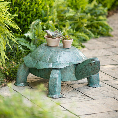 Handmade Colorful Painted Turtle Metal Side Table | Plow & Hearth