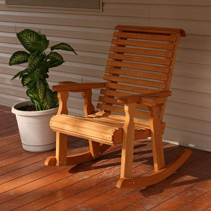 Amish Casual Heavy Duty Roll Back Wooden Outdoor Rocking Chair | Plow & Hearth
