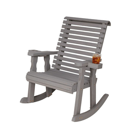 Amish Casual Heavy Duty Roll Back Wooden Outdoor Rocking Chair | Plow & Hearth