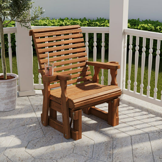 Amish Casual Heavy Duty 600 Lb High Back Roll Back Treated Glider Chai | Plow & Hearth