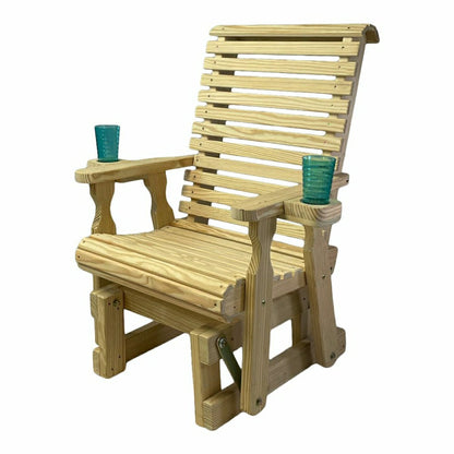 Amish Casual Heavy Duty 600 Lb High Back Roll Back Treated Glider Chai | Plow & Hearth