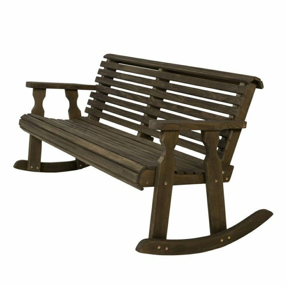 Amish Casual Roll Back Wooden Outdoor Double Rocker Bench | Plow & Hearth
