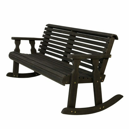 Amish Casual Roll Back Wooden Outdoor Double Rocker Bench | Plow & Hearth