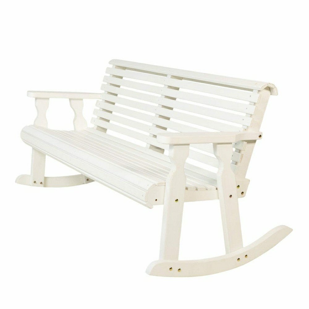 Amish Casual Roll Back Wooden Outdoor Double Rocker Bench | Plow & Hearth