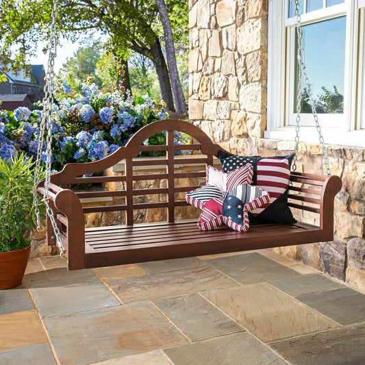 Lutyens Eucalyptus Wood Porch Swing, Natural | Plow & Hearth