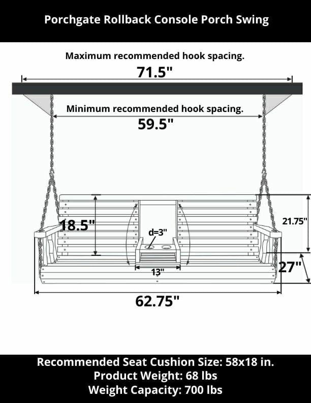 Porchgate Amish Heavy Duty Rollback Console Porch Swing | Plow & Hearth