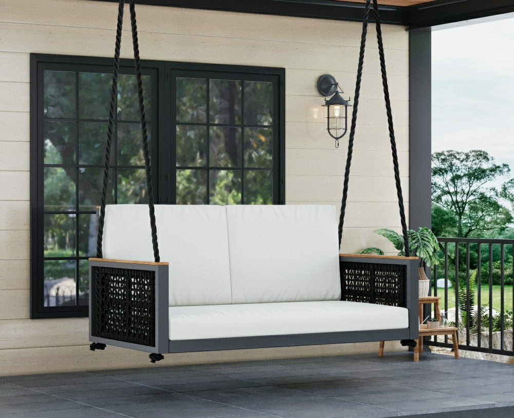 East Green Linden Porch Swing With Cushions | Plow & Hearth
