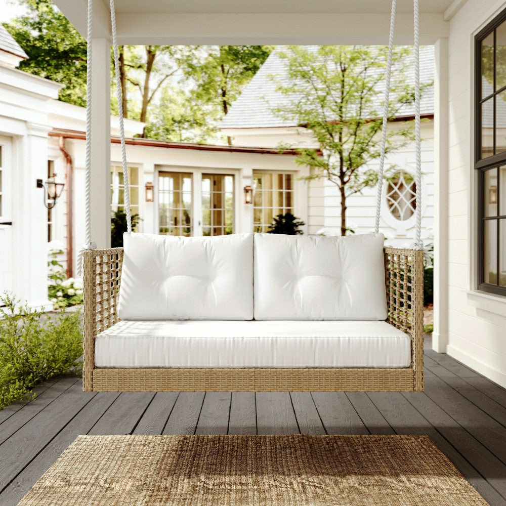 East Green Millie Love Seat Porch Swing with Cushions | Plow & Hearth
