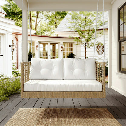 East Green Millie Love Seat Porch Swing with Cushions | Plow & Hearth