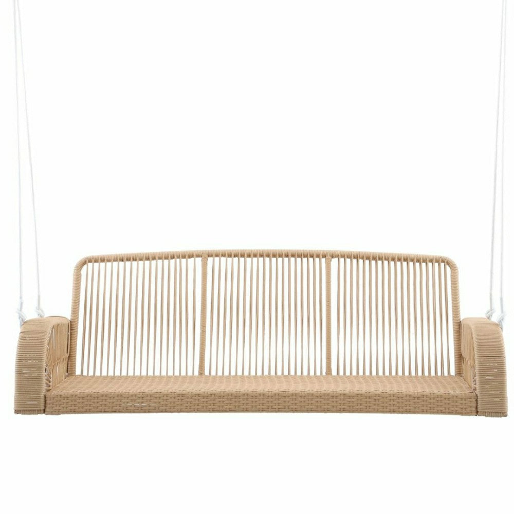 East Green Lucca Wicker Porch Swing with Cushions | Plow & Hearth