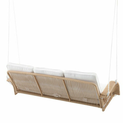 East Green Lucca Wicker Porch Swing with Cushions | Plow & Hearth