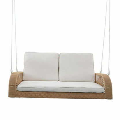 East Green Lucca Wicker Porch Swing with Cushions | Plow & Hearth