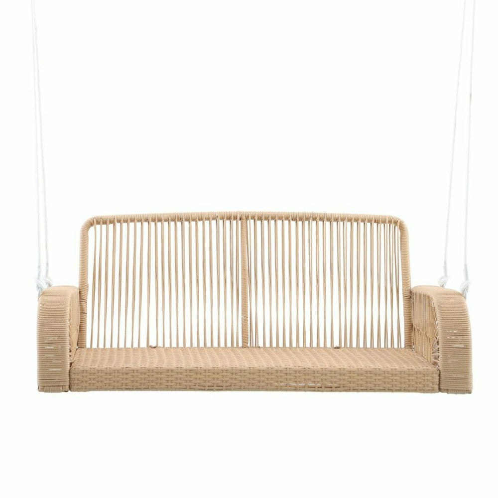 East Green Lucca Wicker Porch Swing with Cushions | Plow & Hearth