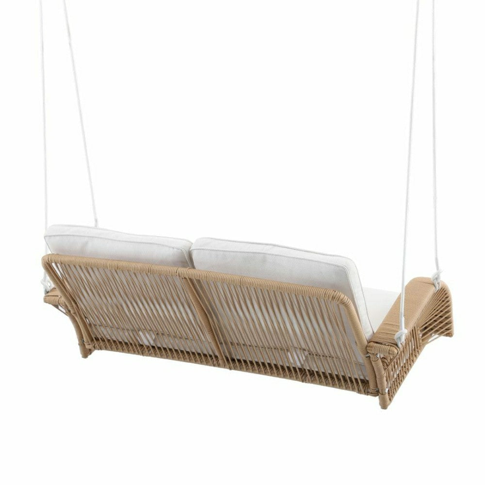 East Green Lucca Wicker Porch Swing with Cushions | Plow & Hearth