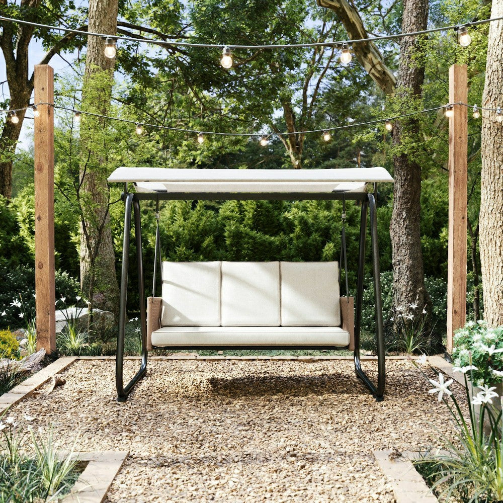 East Green Parker Patio Swing with Canopy Stand | Plow & Hearth