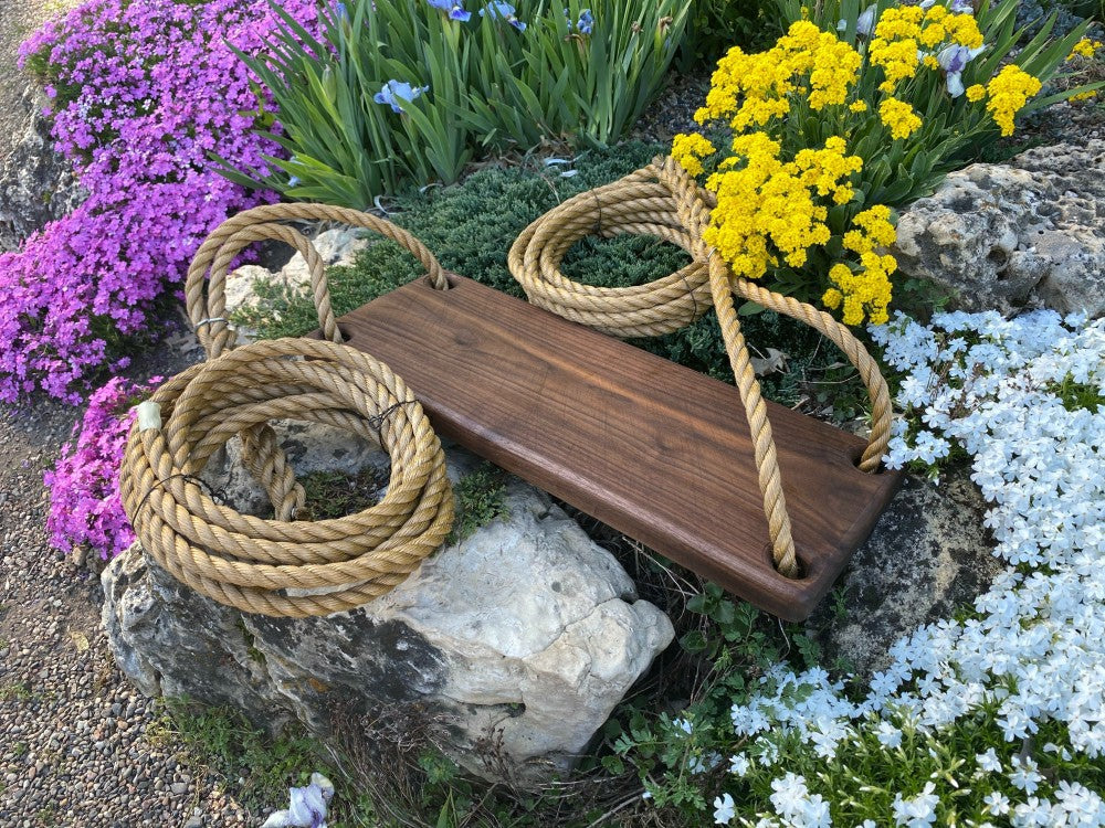 Dark Brown Stained Classic Bench Swing | Plow & Hearth