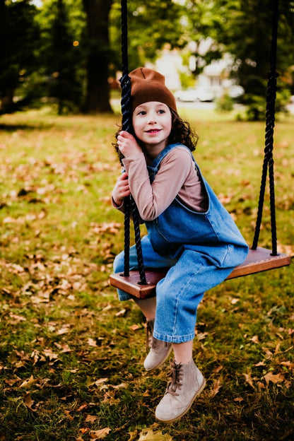 Dark Brown Stained Classic Bench Swing | Plow & Hearth